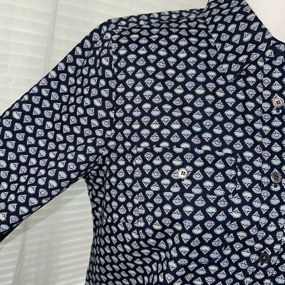 Talbots 8P Navy Multicolored Floral Long Sleeve 💯 Cotton Button Down Shirt - Picture 5 of 12